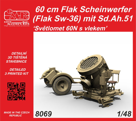 CMK/Czech Master Kits 8069 1:48 60 cm Flak Scheinwerfer (Flak Sw-36) mit Sd.Ah.51 / Svetlomet 60N s vlekem
